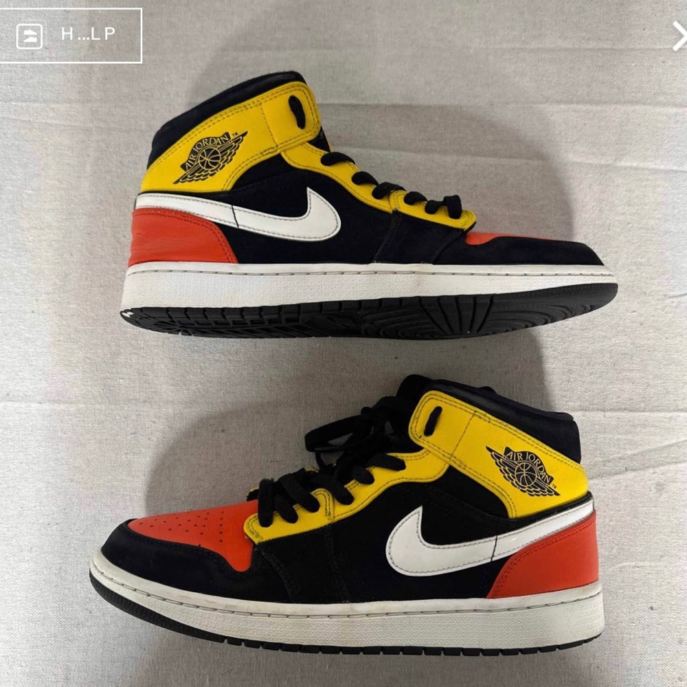 Nike BQ6931-087 Air Jordan 1 Mid SE GS Orange Amarillo Size 8.5